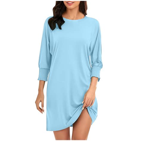 Diufon Women's Long Sleeve Casual Dresses Spring Summer Loose Crewneck ...