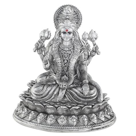 Silver Laxmi Murti Antique Look Idol of Maa Lakshmi ~ CaratCafe