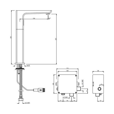 Jaquar Table Mounted Tall Boy Sensor Basin Tap Kubix Prime SNR 35017PM ...
