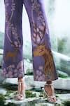 Buy Blue Silk Organza, Modal, Satin Applique, Embroidery Deer Shirt And ...