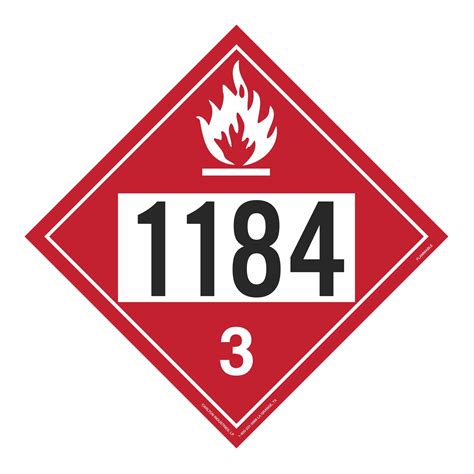 UN#1184 Flammable Stock Numbered Placard | Carlton Industries