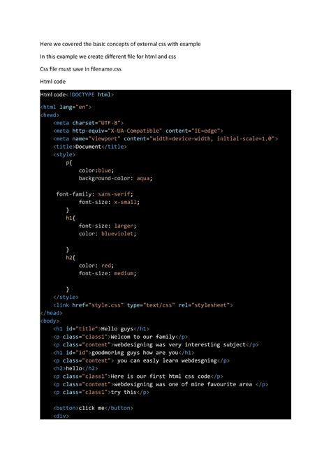 Image result for External CSS Example Code