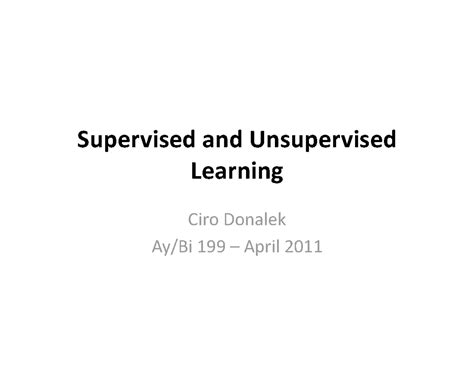 Supervised and unsupervised learning notes - Supervised and ...
