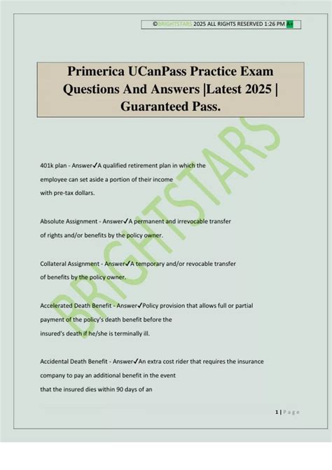 Primerica UCanPass Practice Exam Questions And Answers |Latest 2025 ...