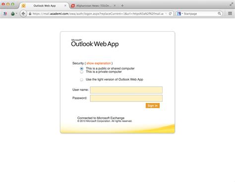 Outlook web app owa