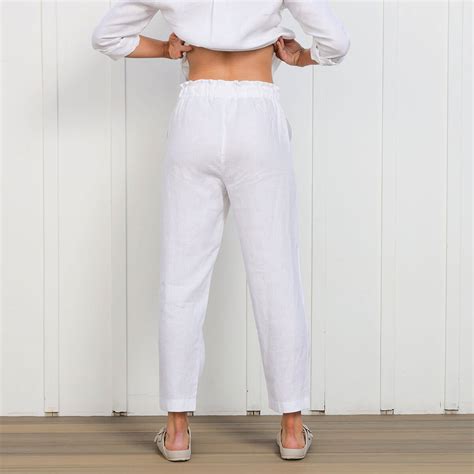 Breazies Ladies Linen Pants | White