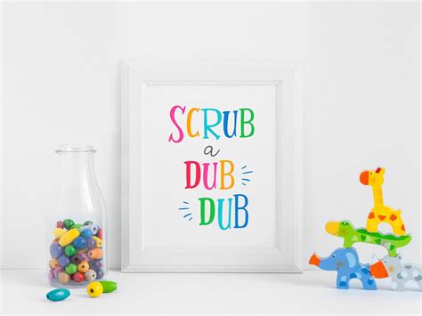 Scrub a Dub Dub Print Kids Bathroom Wall Art Printable - Etsy