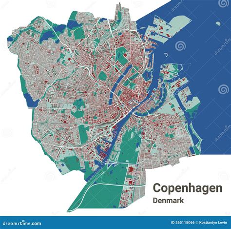 Copenhagen Map. Detailed Map of Copenhagen City Administrative Area. Cityscape Urban Panorama ...