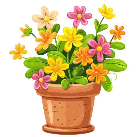 Flower Pots With Flowers Clip Art Colorful Spring Flowers In