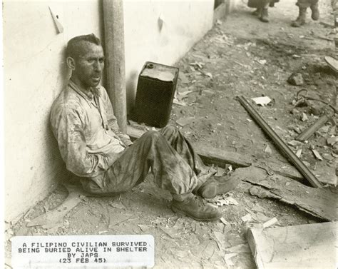 A Filipino civilian that survived being buried alive in a shelter by ...