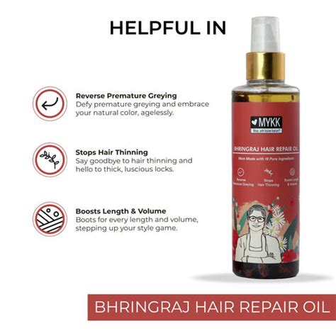 MYKK Bhringraj Hair Repair Oil + Hair Damage Control Cleanser Shampoo ...