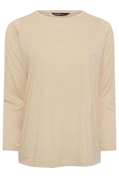 YOURS Plus Size Light Brown Long Sleeve Top | Yours Clothing