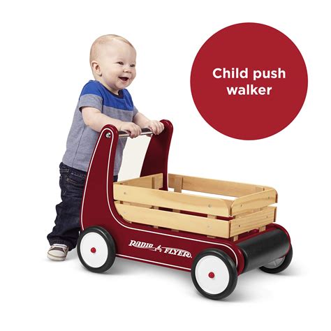Radio Flyer Classic Walker Wagon, Sit to Stand Toddler Toy, Wood Walker ...