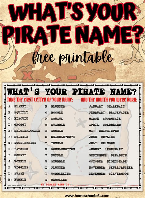 Whats Your Pirate Name Free Printable - Calendar Productivity Hacks