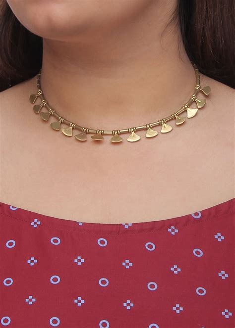 Get Handcrafted Triangle Embellished Dhokra Necklace at ₹ 950 | LBB Shop