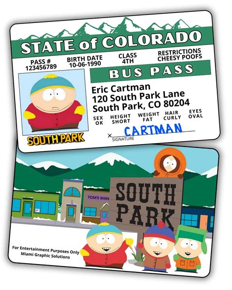 Miami Graphic Solutions South Park Bus Pass And Driver License ...