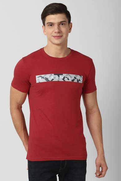 Buy Men Red Graphic Print Round Crew Neck Crew Neck T-shirt Online ...