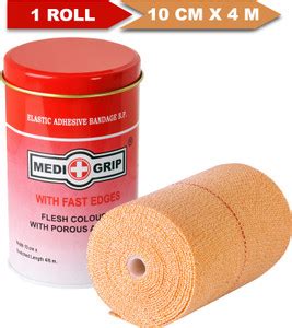 Medigrip Elastic Adhesive Bandage 10 cm X 4 m (Pack of 1) Crepe Bandage ...