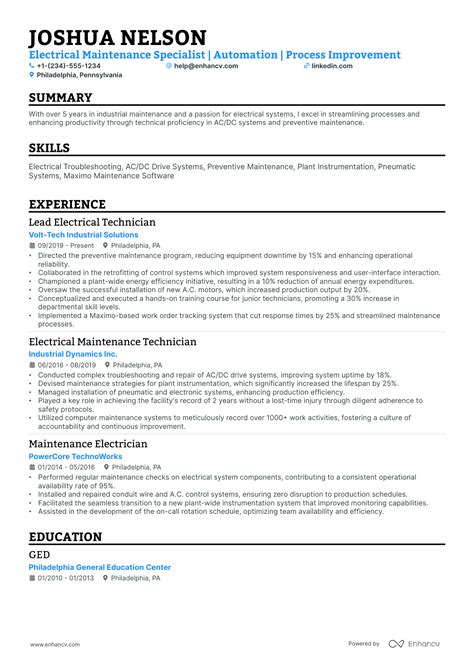 10 Electronic Technician Resume Examples & Guide for 2026