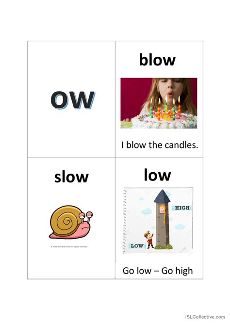 Phonics OW sound vocabulary flashca…: English ESL worksheets pdf & doc