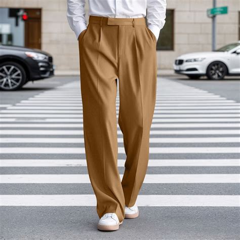 Letdown Mens Baggy Dress Pants Casual Pleated Wide Leg Slacks Relaxed ...