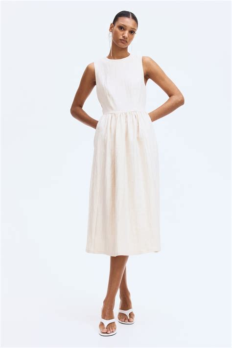 Women's Light beige Sleeveless twill dress | H&M IN