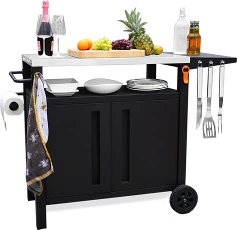 Amazon.com: MODCART Outdoor Grill Cart with Storage, Movable Outdoor ...