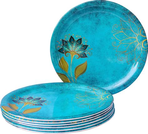 Buy KONVIO Melamine Dinner Half/Quarter Plates Set of 6, Unbreakable ...