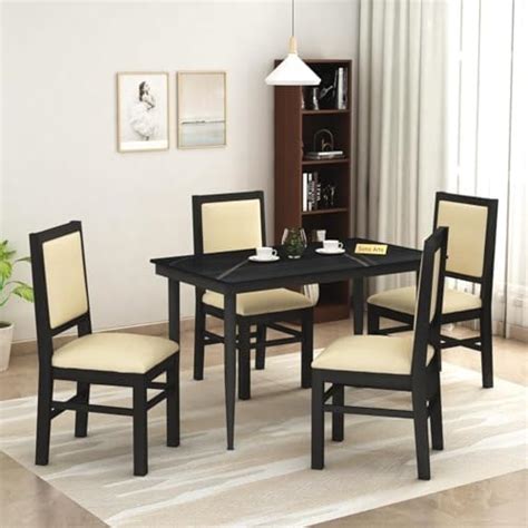 SONA ART & CRAFTS Orbit Faux Marble Dining Table 4 Seater with Metal ...