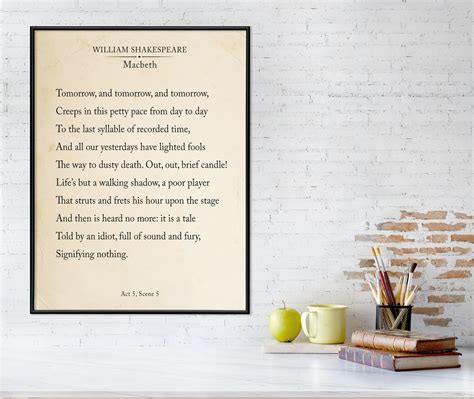 Macbeth Out Out Brief Candle Shakespeare Book Page Style Literary Quote ...