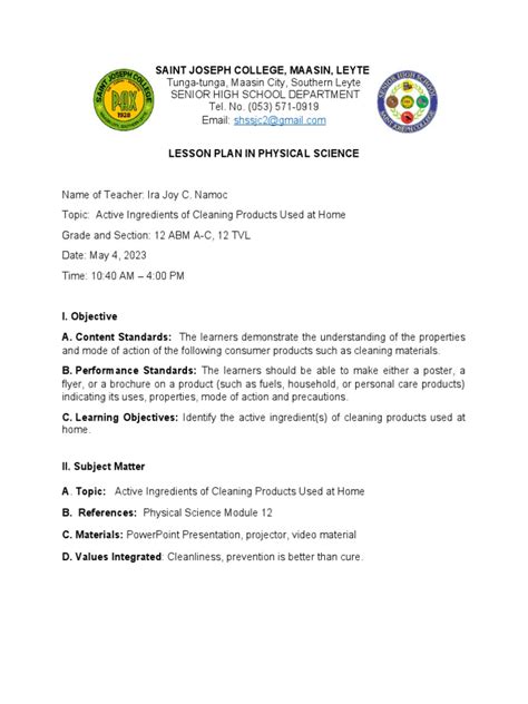 Image result for Detailed Lesson Plan in Physical Science