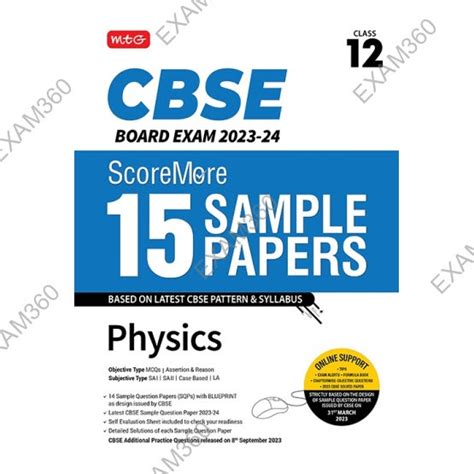 CBSE Score More 15 Sample Question Papers Class 12 Physics | 2024-25 ...