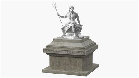 3D Poseidon Marble Statue with Pedestal | 3D Molier International