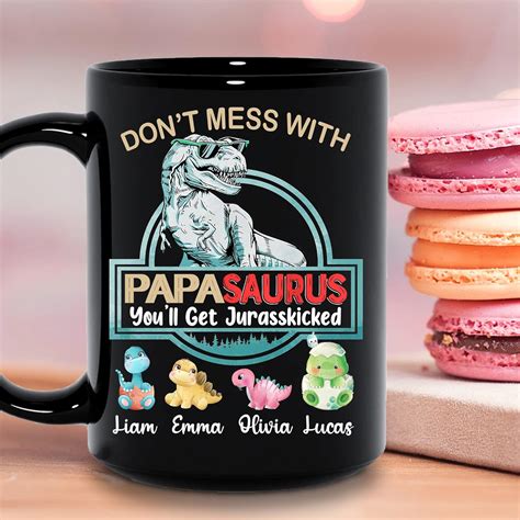 Buy Personalize Papasaurus T rex Dinosaur Funny Papa Saurus Family ...