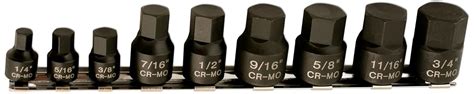 Laser 5666 Low Profile Impact AF Hex Socket Bit Set 1/4" D, 3/8" D 9pc ...