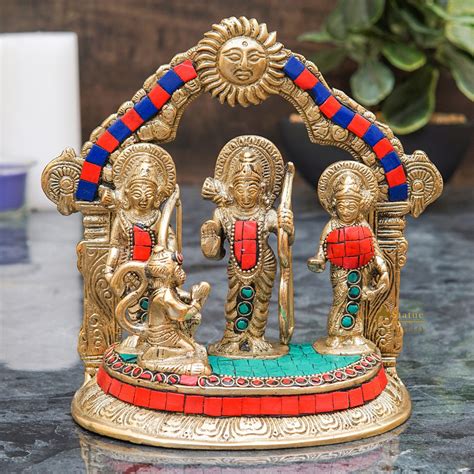 Brass Small Ram Darbar Family Idol Home Pooja Room Dacor Showpiece ...