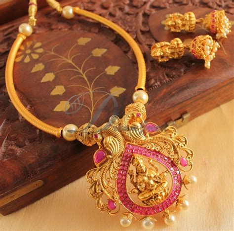 DREAMJWELL - Gorgeous Goldplated Ruby Lakshmi Necklace Set-dj07281 ...