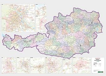Buy Wall map magnetic marker board: Austria postcodes 1:500,000 Book ...
