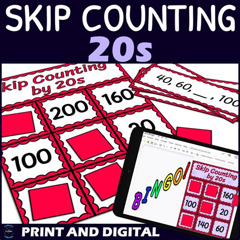 Skip Counting by 20s Activity - Bingo Game - Printable and Digital