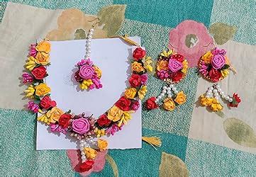 YouBella Jewellery Set for Women Floret Gota Patti Necklace, Earrings ...