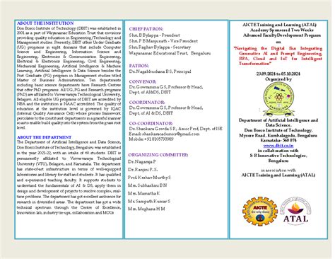 ATAL Advance FDP - FDP - ABOUT THE INSTITUTION Don Bosco Institute of ...