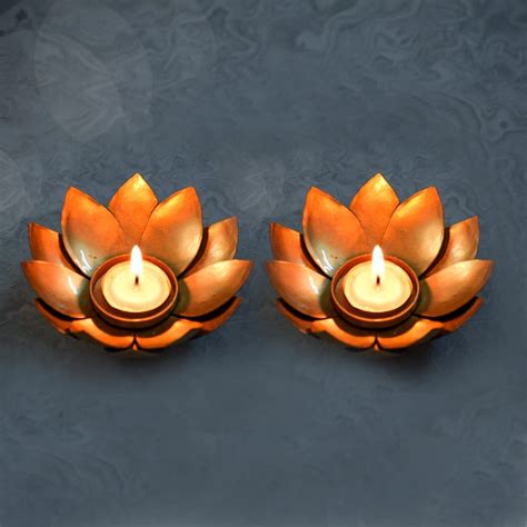 Buy VIMIFORYOU Metal Lotus Flower Shape Tealights Candle holder. Round ...