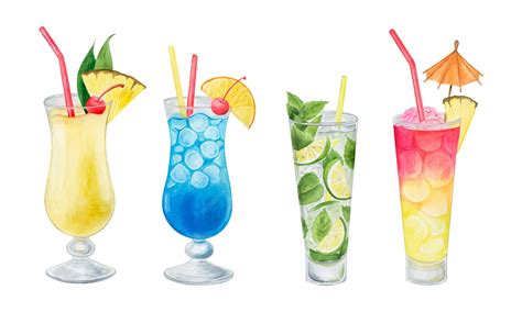Premium Vector | Alcohol cocktail collection watercolor illustration ...