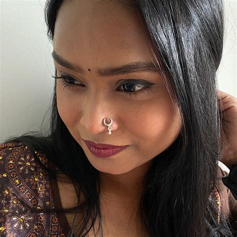 Crescent Moon With Hanging Bead Nose Pin – Gypsy Maal