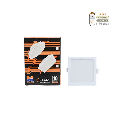 MIDLAND 10W STAR 3 IN 1 LED SQUARE CEILING LIGHT