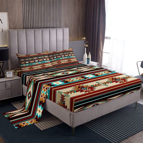 Amazon.com: Western Bed Sheet Set Boho Aztec Bed Sheets Cowboy Cowgirl ...
