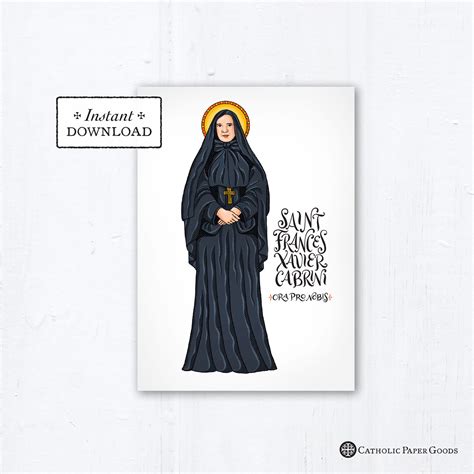Saint Frances Xavier Cabrini Art Print: Catholic Confirmation Gift (PDF)
