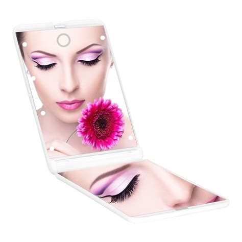 Bukm Magnifying Makeup Mirror Ultra-thin Led Lighted Compact Travel ...