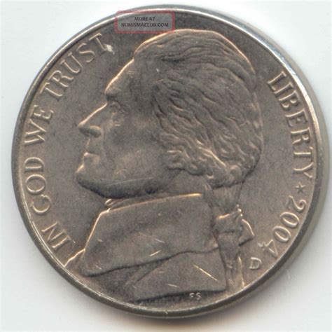 Usa 2004d American Nickel Five Cent Piece 5c 5 Cents Jefferson 2004 D ...