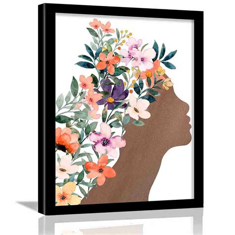 Stylish Flower Theme Wall Decor with Frame for Living Room - Kotart